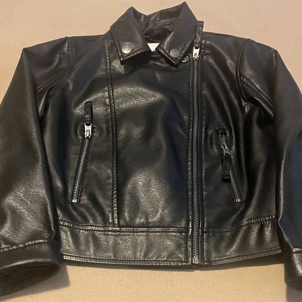 Abercrombie Girls Black Faux Leather Jacket Size 9/10